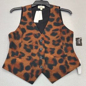L’AGENCE Leopard Print Vest with Black Accents